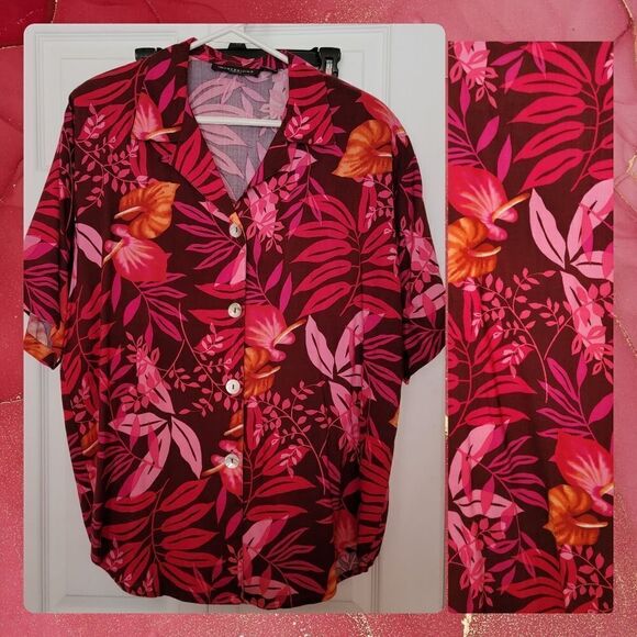 #292 IMPRESSIONS Lifestyle Beautiful Bold floral printed Top- Size: XL - Picture 2 of 6